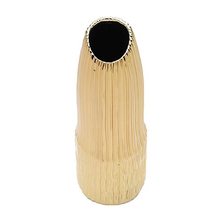 VASO DECORATIVO CERÂMICA DOURADO 12x30cm