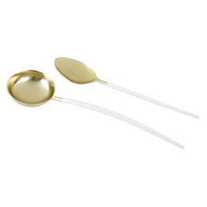 CJ 2PC AÇO INOX P/SERVIR KYOTO DOURADO/OFF WHITE