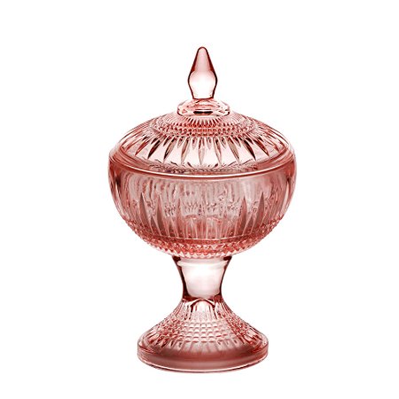 POTICHE DECORATIVA CRISTAL C/PÉ QUEEN ROSA 11x18cm