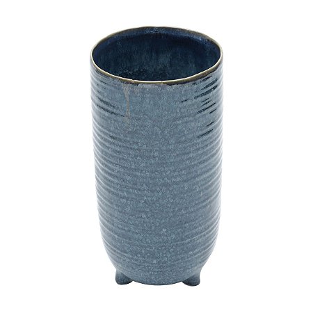 VASO DECORATIVO CERÂMICA AZUL 15x29cm