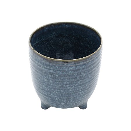 VASO DECORATIVO CERÂMICA AZUL 13x14cm