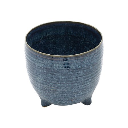 VASO DECORATIVO CERÂMICA AZUL 17x16cm