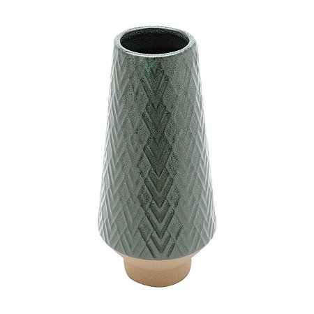 VASO DECORATIVO CERÂMICA VERDE 14x29cm