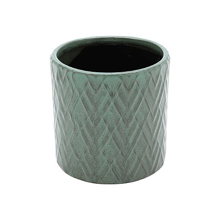 VASO DECORATIVO CERÂMICA VERDE 11x11cm
