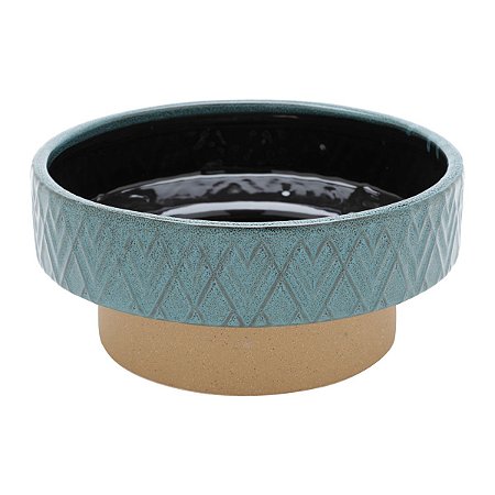 VASO DECORATIVO CERÂMICA AZUL 25x11cm