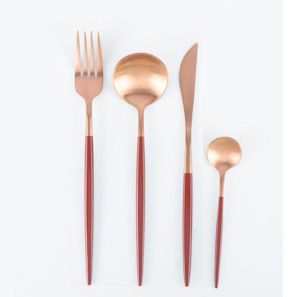 FAQUEIRO 24PC AÇO INOX KYOTO ROSÉ GOLD/CARMIM