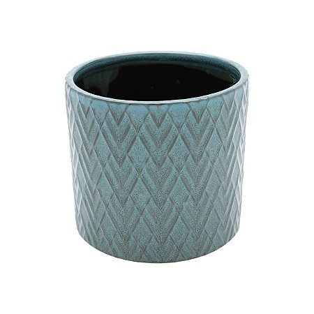 VASO DECORATIVO CERÂMICA AZUL 17x15cm