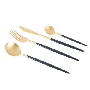FAQUEIRO 24PC AÇO INOX KYOTO DOURADO/PRETO