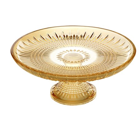 PRATO CRISTAL P/BOLO C/PÉ QUEEN ÂMBAR 20x9cm