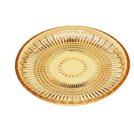 CJ 6 PRATOS CRISTAL SOBREMESA QUEEN ÂMBAR 20cm