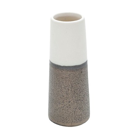 VASO DECORATIVO CERÂMICA BRANCO/MARROM 6x15cm