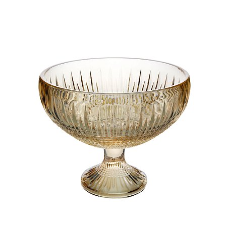 CENTRO DE MESA CRISTAL C/PÉ QUEEN ÂMBAR 25x20cm