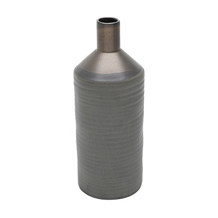 VASO DECORATIVO CERÂMICA CINZA 11x29cm