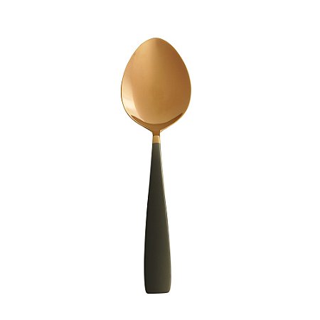 COLHER AÇO INOX P/SERVIR PISA ROSÉ GOLD/PRETO