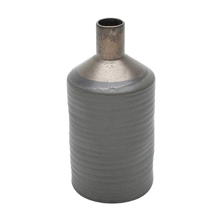 VASO DECORATIVO CERÂMICA CINZA 10x21cm