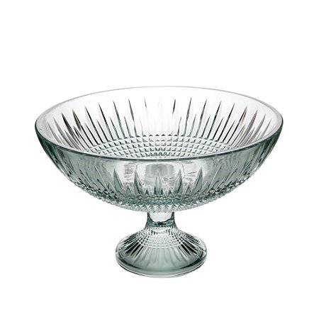 CENTRO DE MESA CRISTAL C/PÉ QUEEN VERDE 30x19cm
