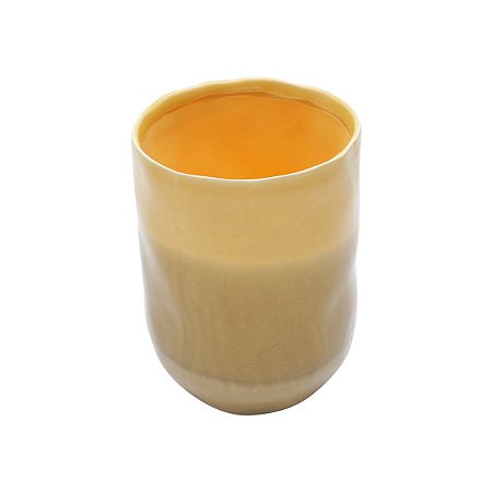 VASO DECORATIVO CERÂMICA AMARELO 15x20cm