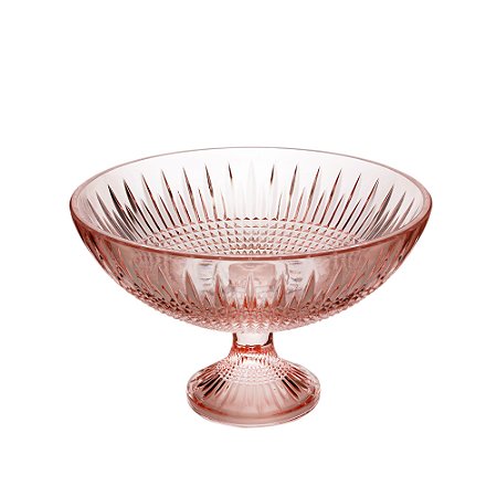 CENTRO DE MESA CRISTAL C/PÉ QUEEN ROSA 30x19cm
