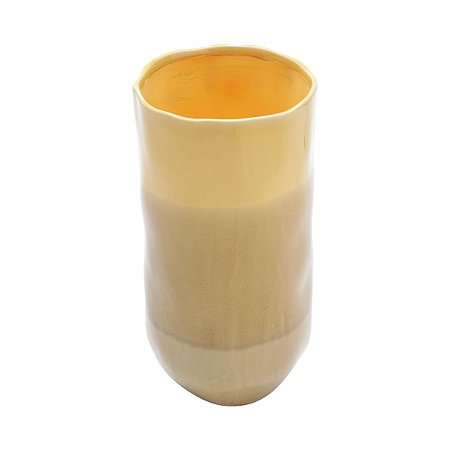 VASO DECORATIVO CERÂMICA AMARELO 15x29cm