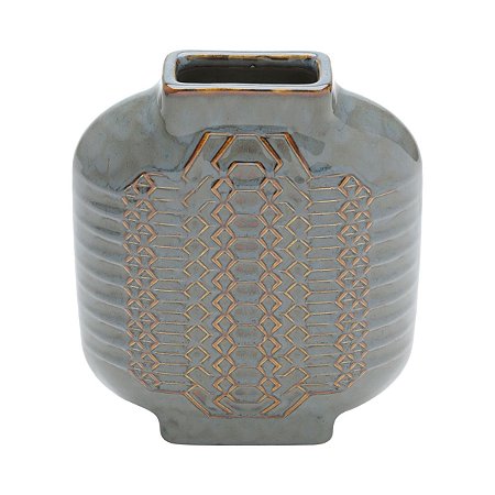 VASO DECORATIVO CERÂMICA CINZA 19x8x20cm