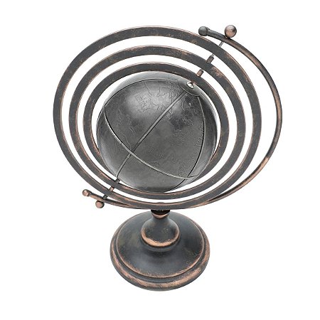 GLOBO MUNDI DECORATIVO METAL ANTIGUIDADE 37x20x50cm
