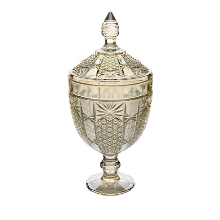 POTICHE DECORATIVA CRISTAL C/PÉ PRINCESS CHAMPANHE 15x32cm