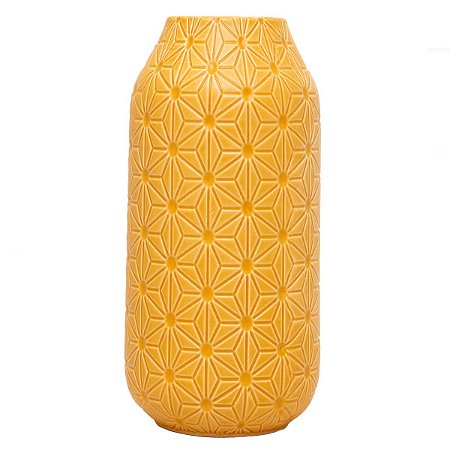 VASO DECORATIVO CERÂMICA AMARELO 11x23cm