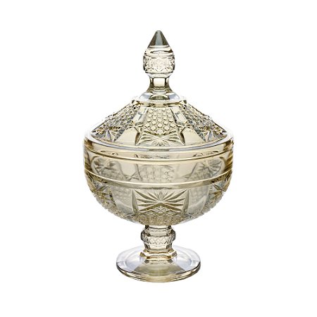POTICHE DECORATIVA CRISTAL C/PÉ PRINCESS CHAMPANHE 15x24cm