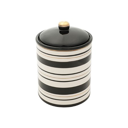 POTE DECORATIVO CERÂMICA PRETO/BRANCO 13x19cm