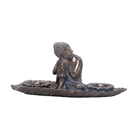 PORTA VELAS POLIRESINA BUDA 31x11x14cm