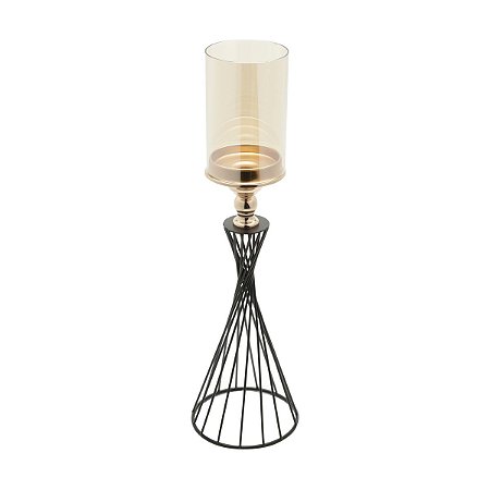 CASTIÇAL METAL PRETO/DOURADO 15x53cm