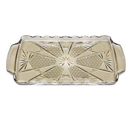 TRAVESSA CRISTAL RETANGULAR PRINCESS CHAMPANHE 35x21cm