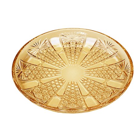 CJ 6 PRATOS CRISTAL SOBREMESA PRINCESS ÂMBAR 20cm