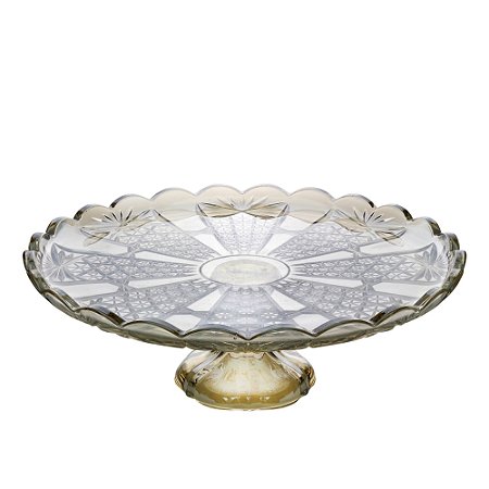 PRATO CRISTAL P/BOLO C/PÉ PRINCESS CHAMPANHE 32x11cm