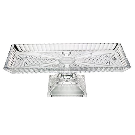 TRAVESSA CRISTAL C/PÉ RETANGULAR PRINCESS 34x11cm