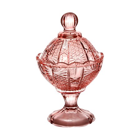 POTICHE DECORATIVA CRISTAL C/PÉ PRINCESS ROSA 11x16cm