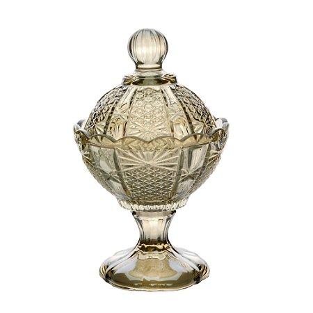 POTICHE DECORATIVA CRISTAL C/PÉ PRINCESS CHAMPANHE 11x16cm