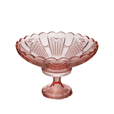 CENTRO DE MESA CRISTAL C/PÉ PRINCESS ROSA 32x19cm