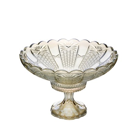 CENTRO DE MESA CRISTAL C/PÉ PRINCESS CHAMPANHE 32x19cm