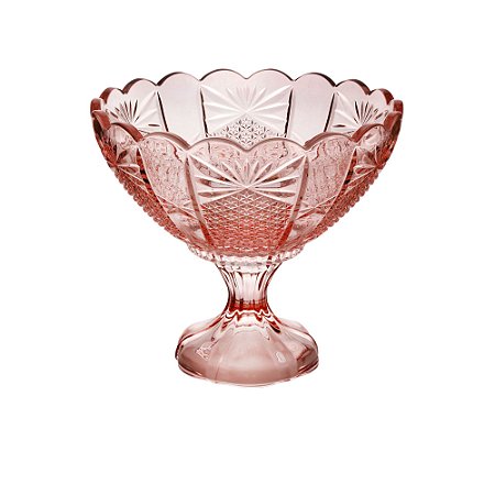 CENTRO DE MESA CRISTAL C/PÉ PRINCESS ROSA 22x19cm