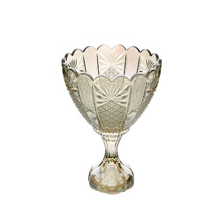 CENTRO DE MESA CRISTAL C/PÉ PRINCESS CHAMPANHE 22x19cm