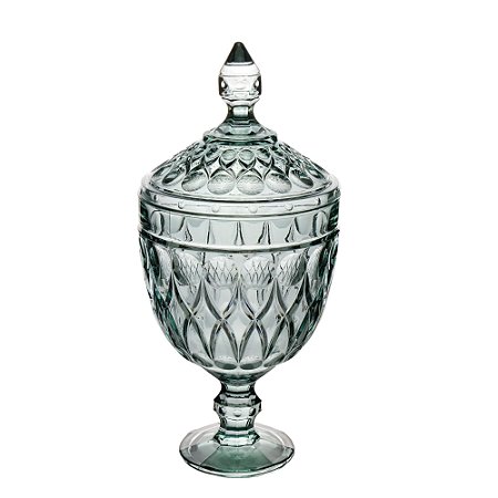 POTICHE DECORATIVA CRISTAL C/PÉ ANGEL VERDE 15x32cm