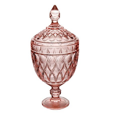 POTICHE DECORATIVA CRISTAL C/PÉ ANGEL ROSA 15x32cm