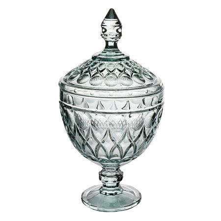 POTICHE DECORATIVA CRISTAL C/PÉ ANGEL VERDE 15x28cm