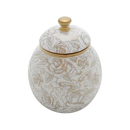 POTICHE DECORATIVO CERÂMICA BRANCO 15x20cm