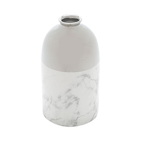 VASO DECORATIVO CERÂMICA MARBLE BRANCO 11x20cm