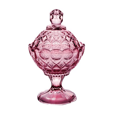 POTICHE DECORATIVA CRISTAL C/PÉ ANGEL ROXO 11x16cm