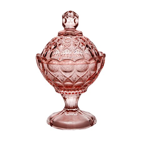 POTICHE DECORATIVA CRISTAL C/PÉ ANGEL ROSA 11x16cm