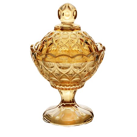 POTICHE DECORATIVA CRISTAL C/PÉ ANGEL ÂMBAR 11x16cm