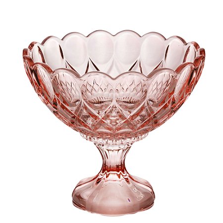 CENTRO DE MESA CRISTAL C/PÉ ANGEL ROSA 22x19cm